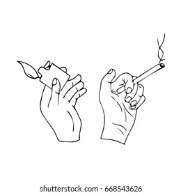 Hand Cigarette On White Background Vector Stock Vector (Royalty Free ...