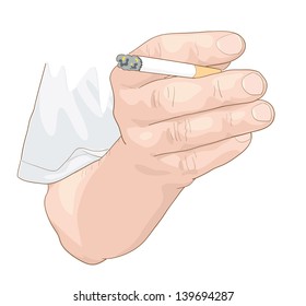 Hand with a cigarette. Vector illustration.