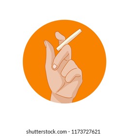 Hand with a cigarette vector illustration. Smoke icon.
