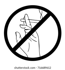 Hand with a cigarette vector illustration. Stop smoking advertisement. Doodle style. Design icon, print, logo, poster, symbol, decor, textile, paper