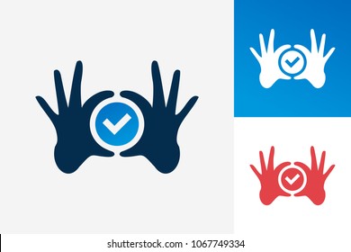 Hand Circle Check Logo Template Design Vector, Emblem, Design Concept, Creative Symbol, Icon