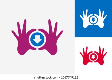 Hand Circle Download Logo Template Design Vector, Emblem, Design Concept, Creative Symbol, Icon