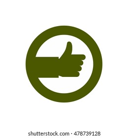 Hand up in circle icon in flat style isolated on white background. Click and choice symbol vector illustration