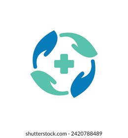 Hand Circle Medical Healthy Logo Vector