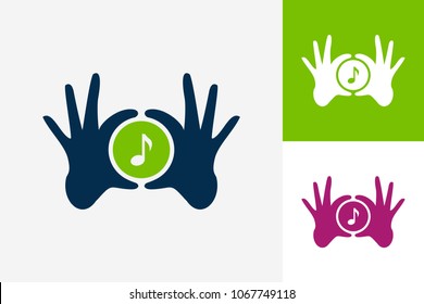 Hand Circle Music Logo Template Design Vector, Emblem, Design Concept, Creative Symbol, Icon