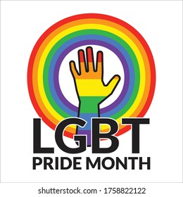 Hand with circle rainbow For Pride Month Vector Design