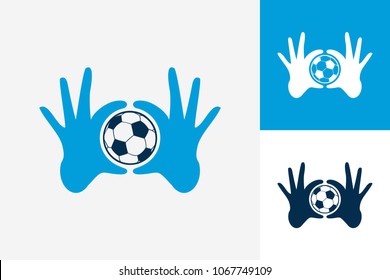 Hand Circle Soccer Logo Template Design Vector, Emblem, Design Concept, Creative Symbol, Icon