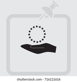Hand and circle stars vector icon