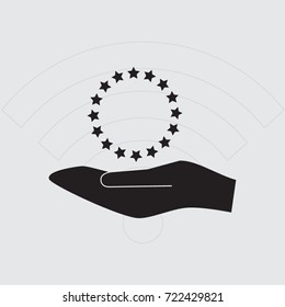 Hand and circle stars vector icon