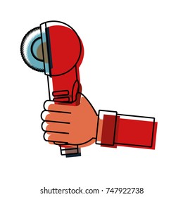   hand with circular saw vector illustration