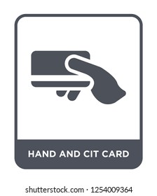 hand and cit card icon vector on white background, hand and cit card trendy filled icons from Hands and guestures collection, hand and cit card simple element illustration