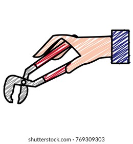 hand with clamp tool isolated icon