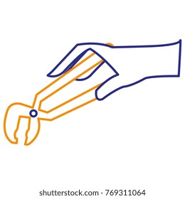 hand with clamp tool isolated icon
