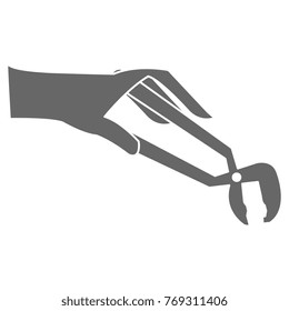 hand with clamp tool isolated icon