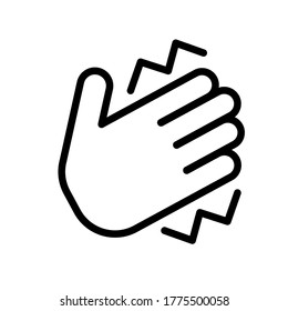 Hand clap, crmp symbol. Simple black and white outline icon. Flat vector illustration. Isolated on white background.