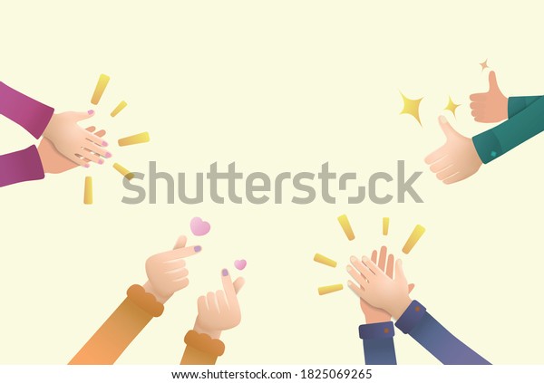 Hand clap thumb up\
finger heart by peoples for praise and encouragement with vector\
illustration graphic\
EPS10