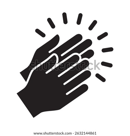 Hand clapping icon. Applause hand icon. Icon symbol of ovation, appreciation, success, celebration, appreciate, cheering, congratulation. Flat solid color design. Vector illustration.