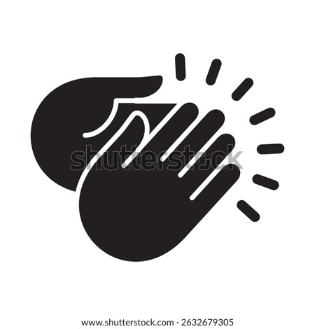 Hand clapping icon. Applause hand icon. Icon symbol of ovation, appreciation, success, celebration, appreciate, cheering, congratulation. Flat solid color design. Vector illustration.