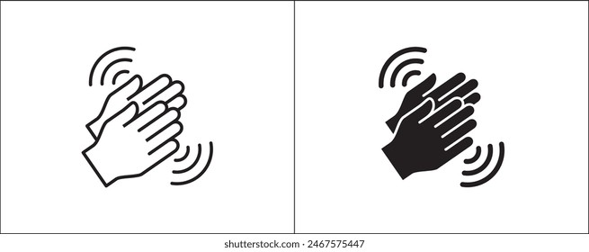 Hand clapping icon. Hand clapping symbol. Applaud icon symbol of ovation, respect, praise, cheer, and tribute. Hands gesture. Simple design in flat and outline style.