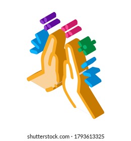 Hand Clapping Icon Vector. Isometric Hand Clapping sign. color isolated symbol illustration