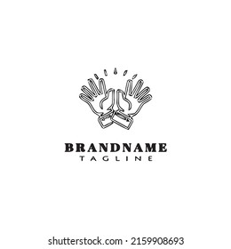 hand clapping logo cartoon design template icon black modern isolated vector illustration