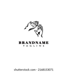 hand clapping logo cartoon icon design template black modern isolated vector illustration