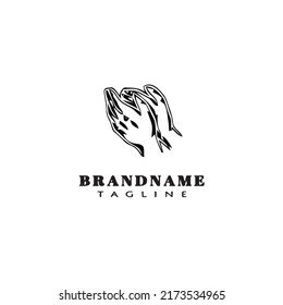 hand clapping logo cartoon icon design template black modern isolated vector illustration