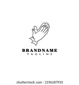 hand clapping logo cartoon icon design template black modern isolated vector illustration