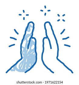 Hand Clapping sketch icon vector. Hand drawn blue doodle line art Hand Clapping sign. isolated symbol illustration