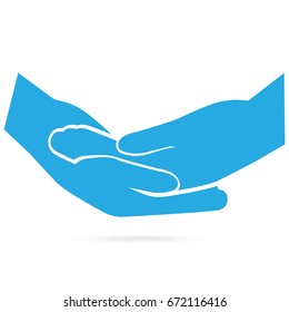 Hand clasped blue icon