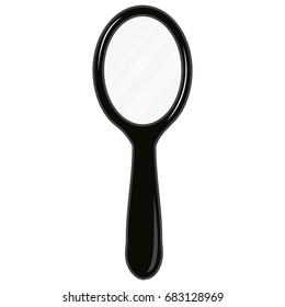 Hand classic mirror with handle, icon, sign. Vector illustration EPS10