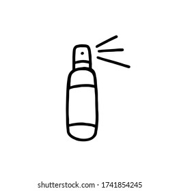 hand cleaner.hand-drawn hand sanitizer isolated on a white background.Doodle style.Gel for cleaning hands.