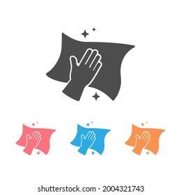 Hand Cleaning With Disinfecting Wipe Icon Set