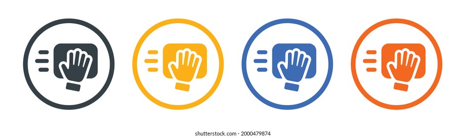 Mano con el icono de la servilleta de limpieza. Borrar ilustración vectorial de icono.