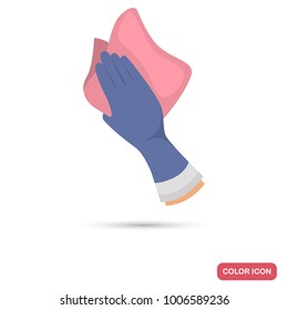 Hand with cleaning rap color flat icon