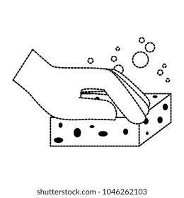 hand cleaning with sponge