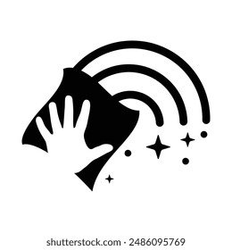 Hand with cleaning wipe logo design, disinfection symbol icon vector template