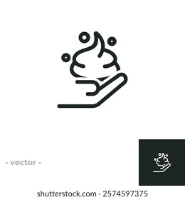 Hand with Cleansing Foam icon isolated on white background. Vector illustrations are made with vector-based software, not AI generated results.