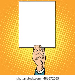 Hand with a clear plate poster pop art retro vector