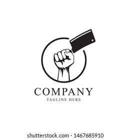 Hand with cleaver logo design template