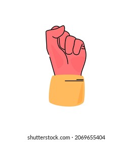 Hand clenched fist. Power of human. Protest symbol. Vector illustration