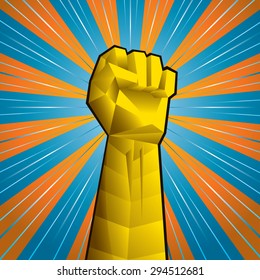 Hand with clenched fist vector illustration in 3D style. 