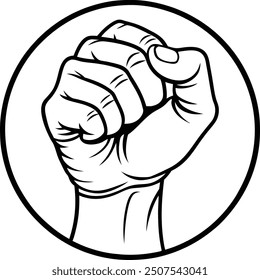 a hand clenched into a fist silhouette vector illustration