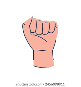 hand clenched into fists, protest sign, illustration on white background