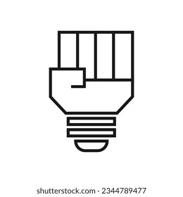 Hand clenched lamp icon. White background. Eps 10.