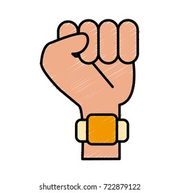 Hand clenched symbol isolated