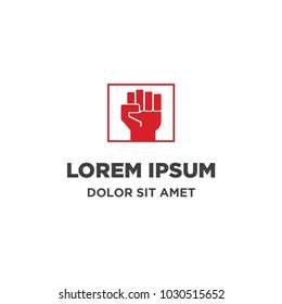 a hand clenched upward logo icon vector