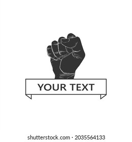 hand clenched vector design. black color with silhouette style. hand icon logo.
