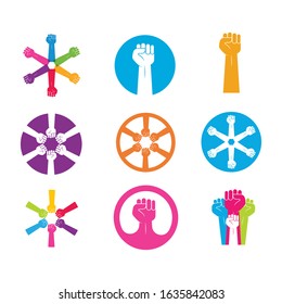 Hand up clenched vector icon illustration design template