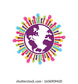 Hand up clenched vector icon illustration design template